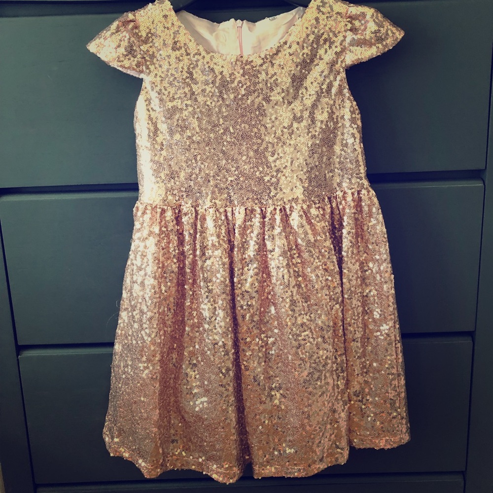 Rose gold sequin girls dress